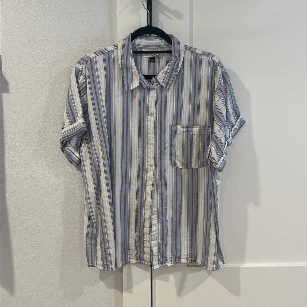 Universal Thread Blue and White Striped Button Down